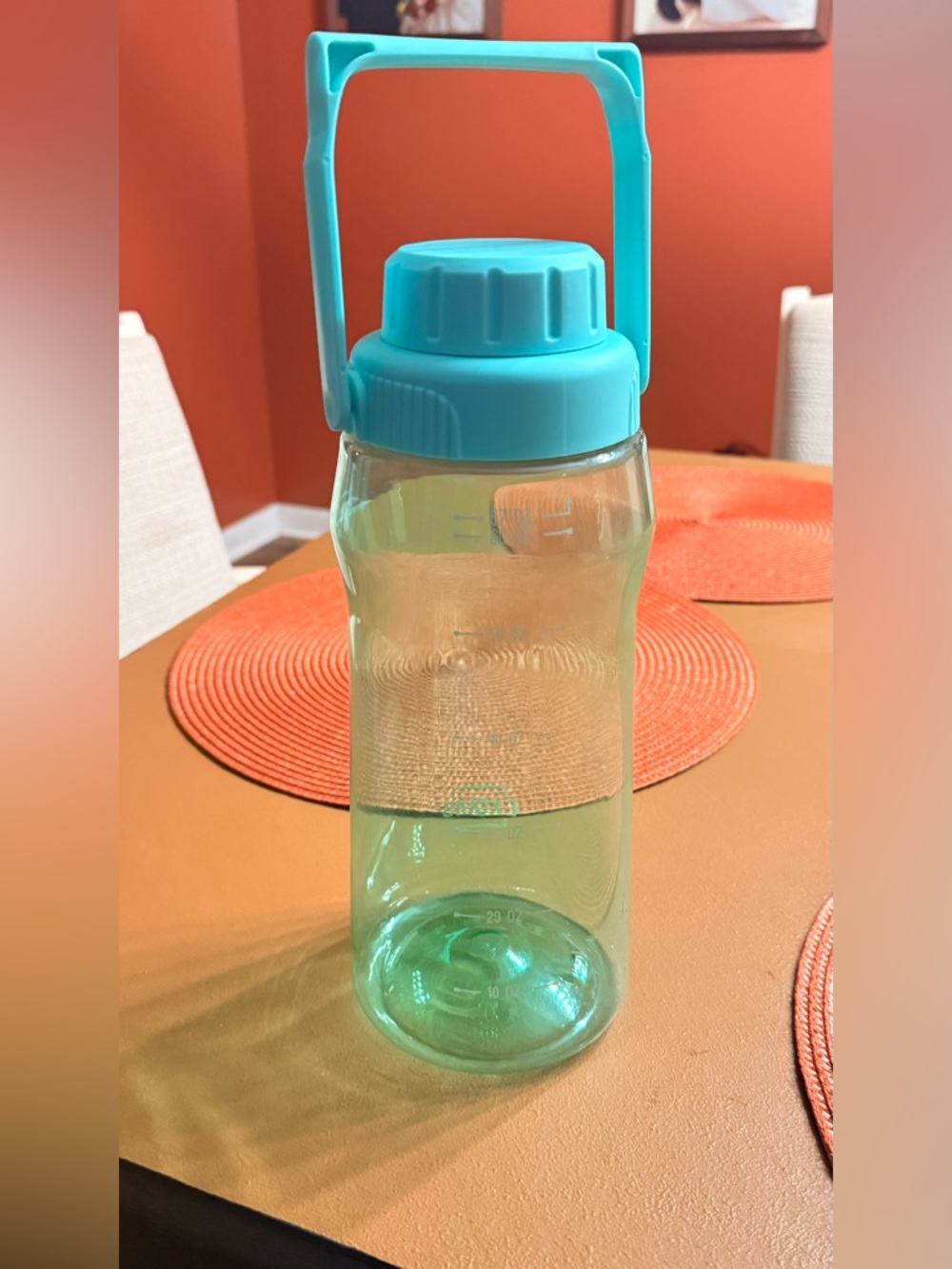 Turquoise Plastic Water Bottle with Carry Handle - Unbranded